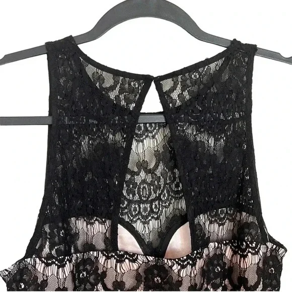 Jay Godfrey Slip Dress Black Lace Over Tan Satin Size 8